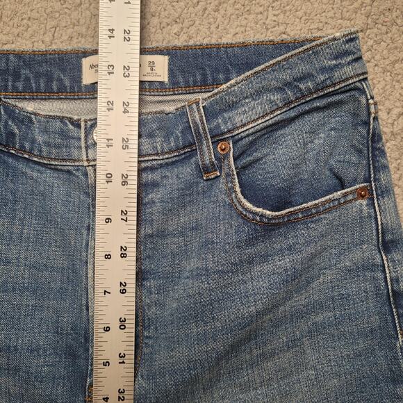 Abercrombie & Fitch Jeans 29 8 Blue 90s Slim Straight Ultra High Rise Distressed - Picture 7 of 8